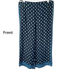 J. Jill Blue patterned Wide leg cropped pull on pants Medium Petite
